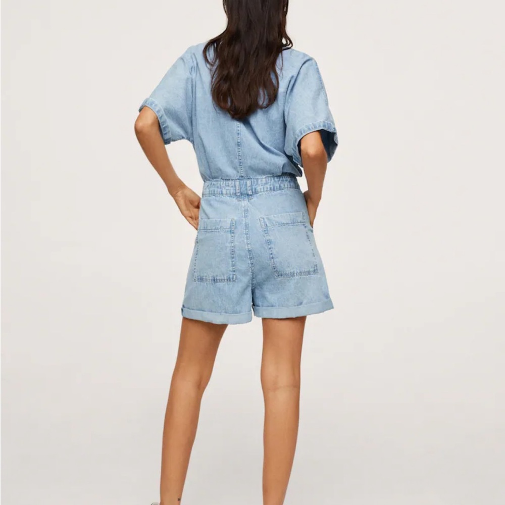 Mango Mila Cotton Denim Jumpsuit